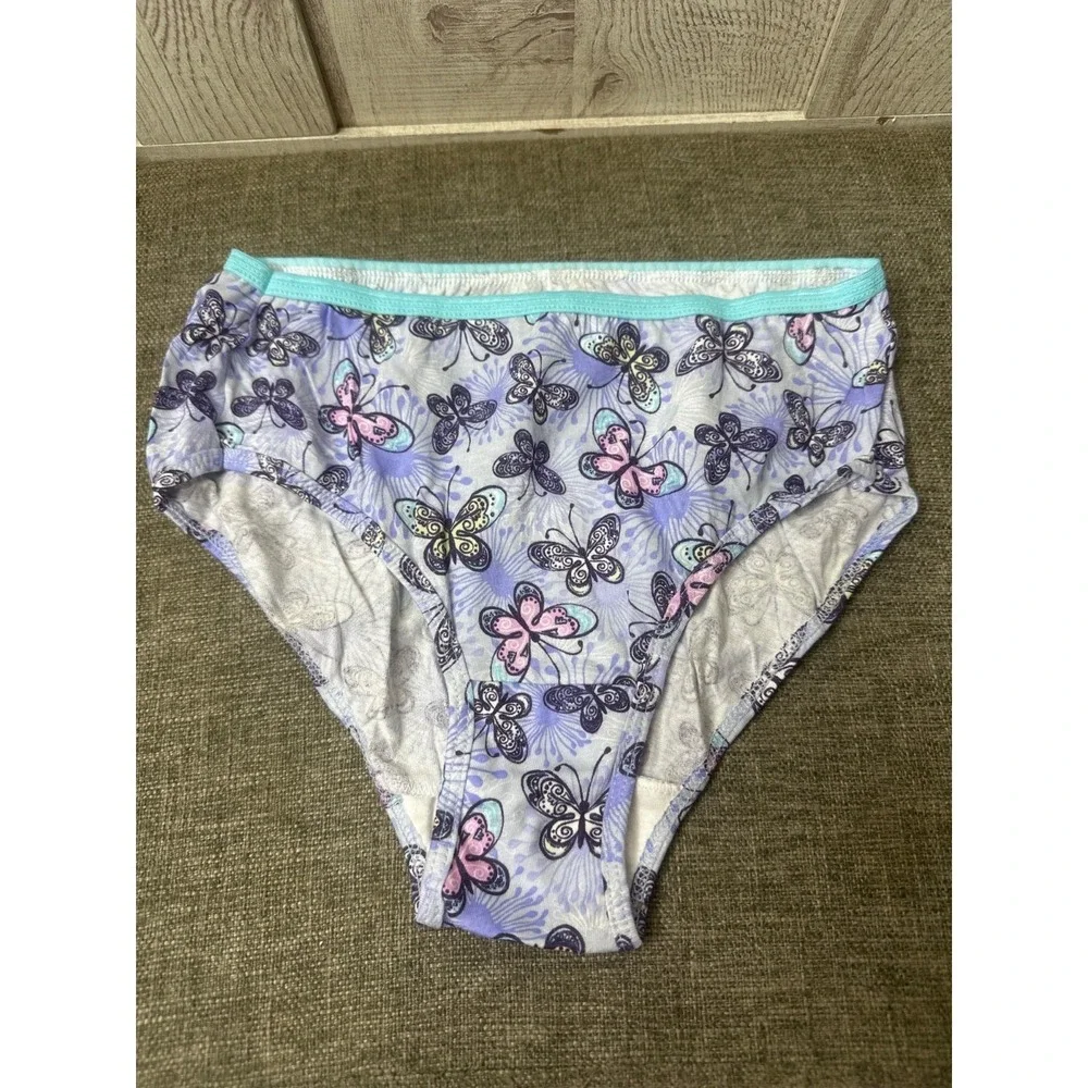 Hanes Girls Sz 12 Assorted Briefs Underwear Butterfly Polka Dot Panties Pk of 4